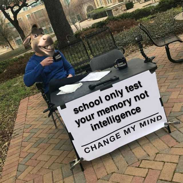 0UDE CROWE UD ROWDER school only test your memory not intelligence CHANGE MY MIND