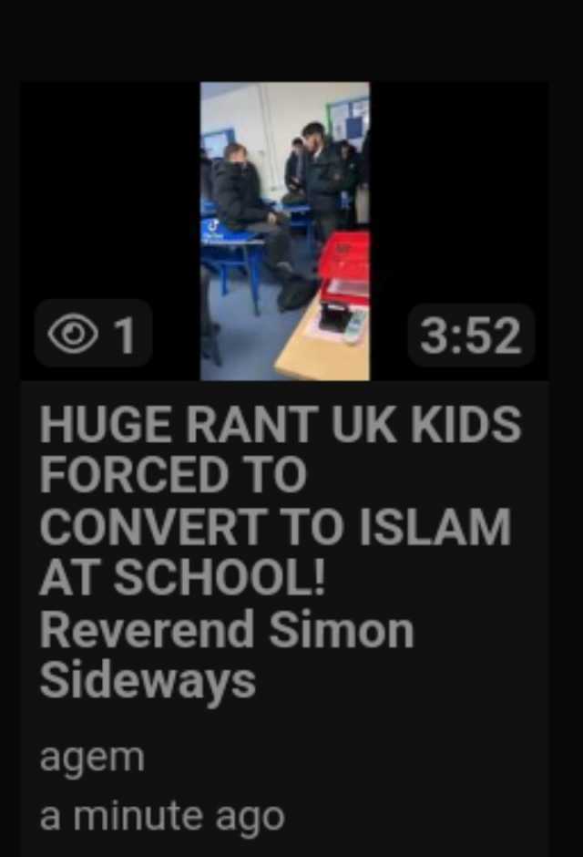 1 HUGE RANT UK KIDS FORCED TO CONVERT TO ISLAM AT SCHOOL! Reverend Simon Sideways 352 agem a minute ago