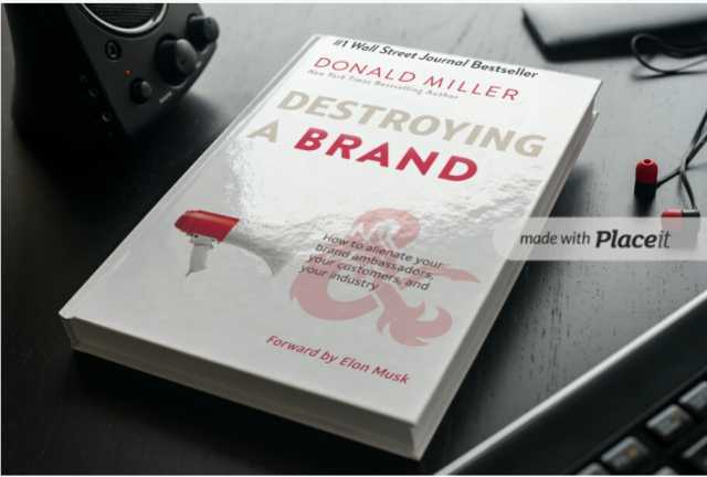 #1 Wall Street Journal Bestseller DONALD MILLER imer Bestselling Aurhar DESTROYINGG A BRAND made with Placeit How to alienate your brand ambassado ur customers and our industry nd Forward by Elon Musk