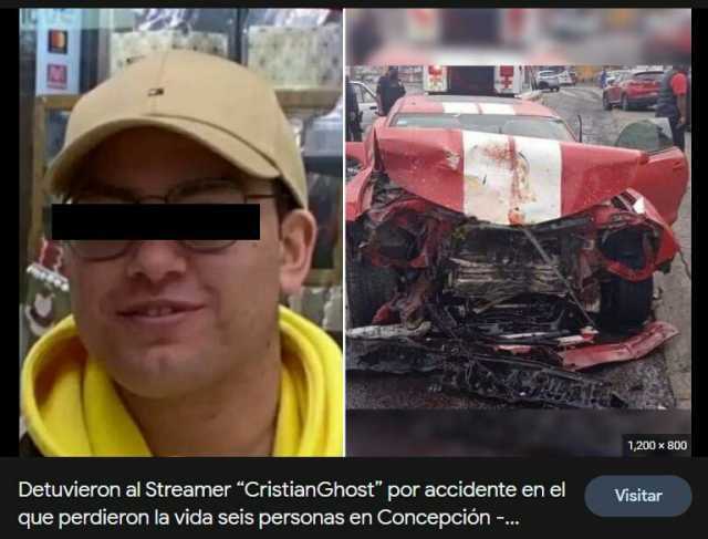 1200 x 800 Detuvieron al Streamer CristianGhost por accidente ennel Visitar que perdieron la vida seis personas en Concepción.