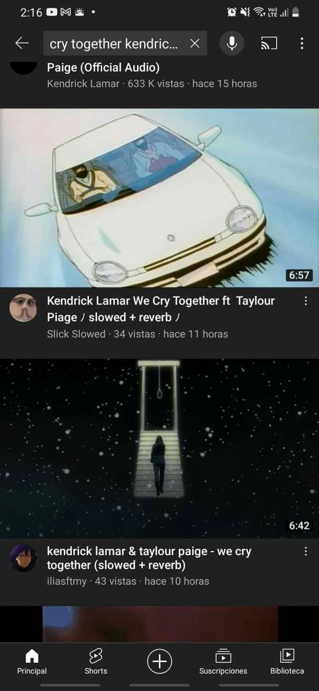216 M* cry together kendric.. X Paige (Official Audio) Kendrick Lamar 633 K vistas hace 15 horas 657 Kendrick Lamar We Cry Together ft Taylour Piage/ slowed + reverb Slick Slowed 34 vistas hace 11 horas 642 kendrick lamar & taylou