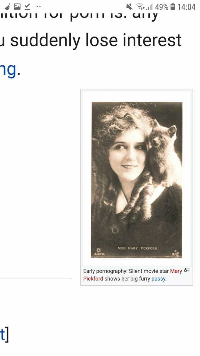 49% 1404 Suddenly lose interest ng. MISS MARY PICKFORD. 628. Early pornography Silent movie star Mary Pickford shows her big furry pussy. t
