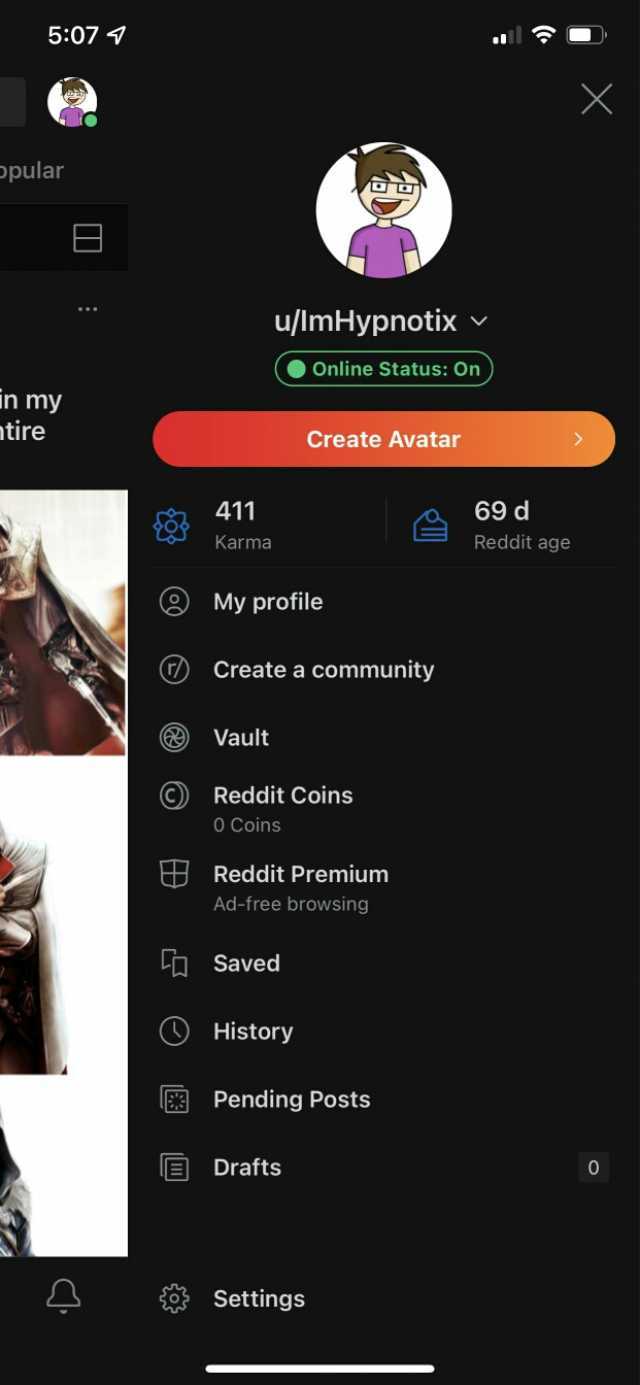 507 e pular u/ImHypnotix Online Status On) in my tire Create Avatar 69 d E Reddit age 411 Karma My profile Create a community Vault Reddit Coins O Coins Reddit Premium Ad-free browsing Saved History Pending Posts Drafts 0 Settings