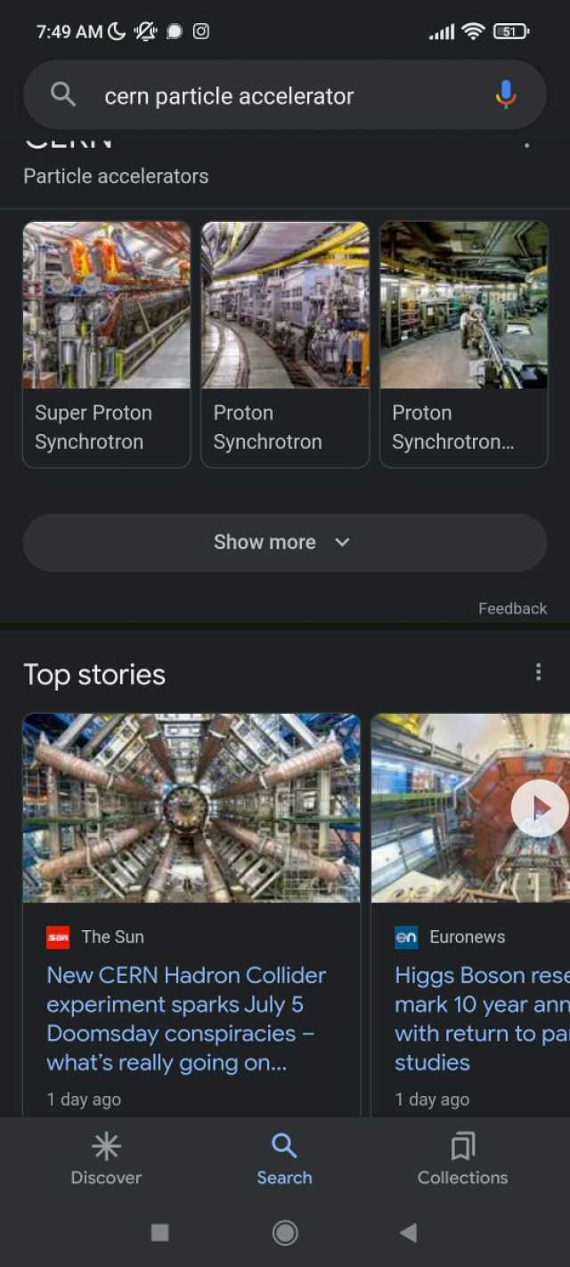 749 AM EO cern particle accelerator Particle accelerators Super Proton Proton Proton Synchrotron Synchrotron Synchrotron... Show more Feedback Top stories sanThe Sun en Euronews New CERN Hadron Collider experiment sparks July 5 Do