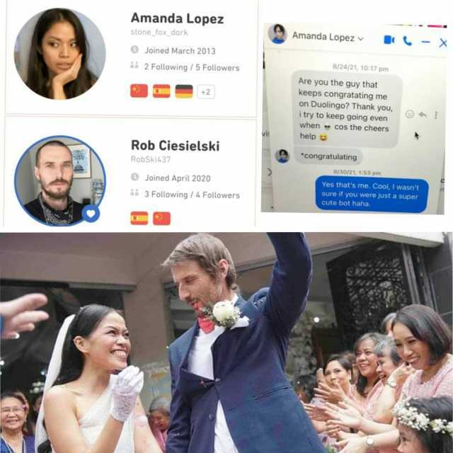 Amanda Lopez stone_fox dork Joined March 2013 2 Following / 5 Followers +2 Rob Ciesielski RobSki437 0 Joined April 2020 3 Following / 4 Followers vit Amanda Lopez v 8/24/21 1017 pm Are you the guy that keeps congratating me on Duo