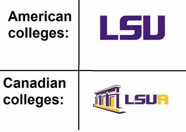 American collegeS LSU Canadian colleges LSURa