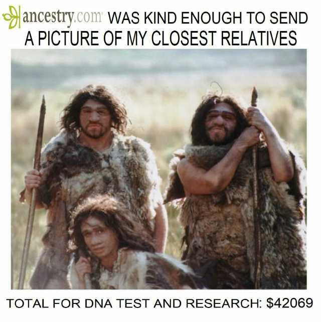 ancestry.com WAS KIND ENOUGH TO SEND APICTURE OF MY CLOSEST RELATIVES TOTAL FOR DNA TEST AND RESEARCH $42069