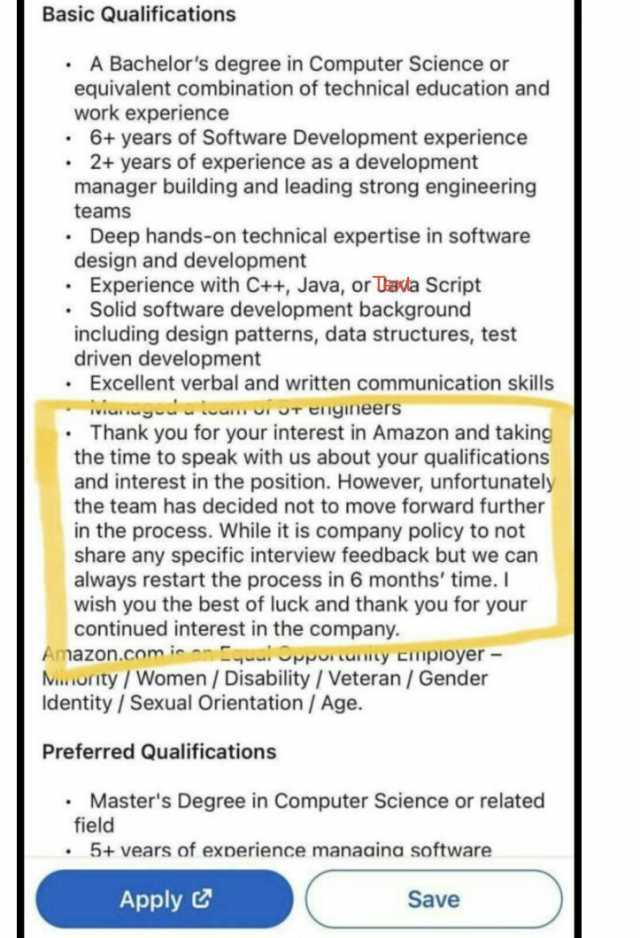 Basic Qualifications A Bachelors degree in Computer Science or equivalent combination of technical education and work experience 6+ years of Software Development experience 2+ years of experience as a development manager building 