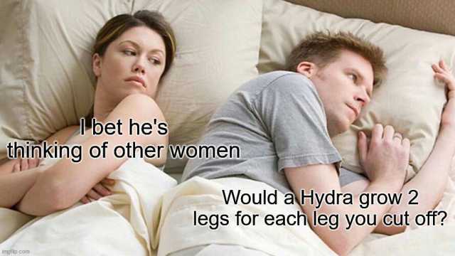 bet hes thinking of other Women Would aHydra grow 2 legs for each leg you cut off mgtlip.com