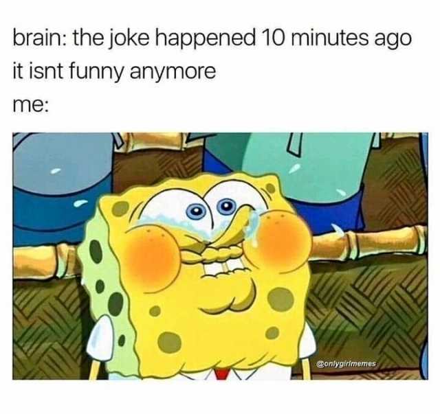 brain the joke happened 10 minutes ago it isnt funny anymore me @onlygirimemes