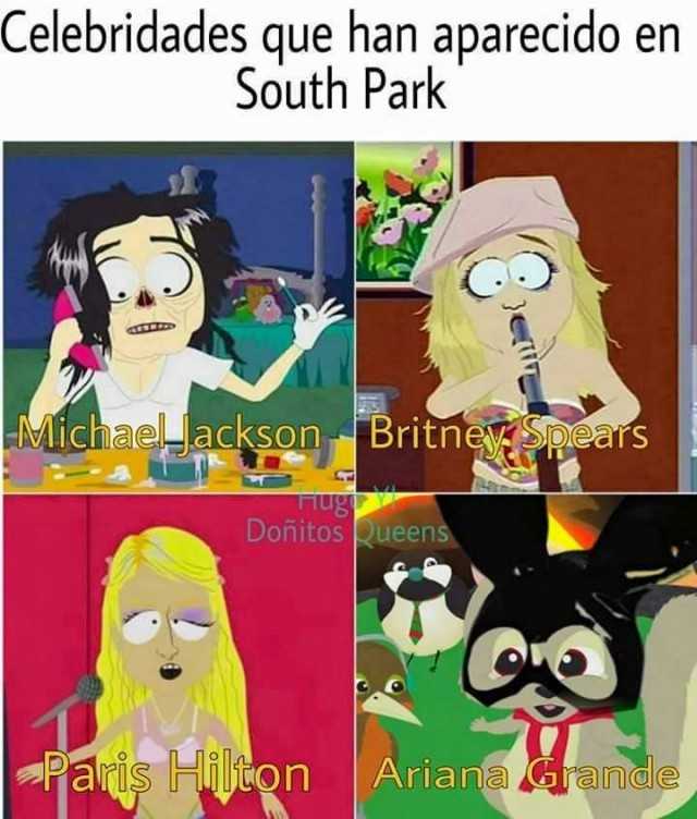 Celebridades que han aparecido en South Park: Michael Jackson, Britney Spears y Ariana Grande