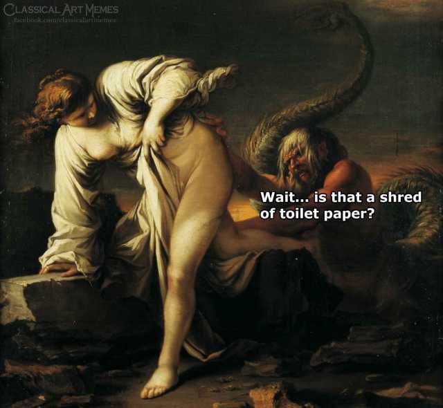 CLASSICAL ART MEMES facebook.com/classicalartmemes Wait... is that a shred of toilet paper? 