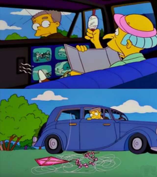 Cómo va mi cometa, Smithers? Se eleva majestuosamente señor, los Simpson, plantilla para meme