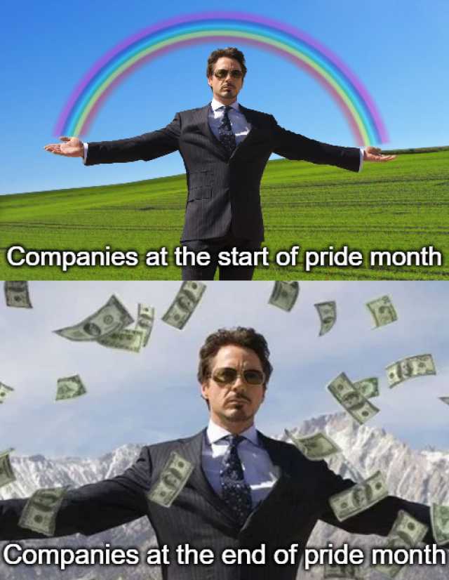 Companies at the start of pride month Companies at the end of pride month 