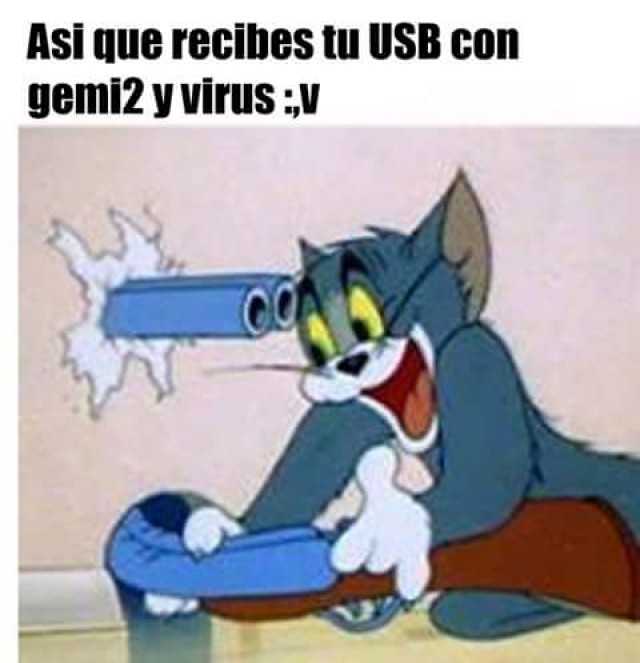 Cuando recibes tu USB con gemidos o gemi2 y virus explicado con Tom de Tom y Jerry