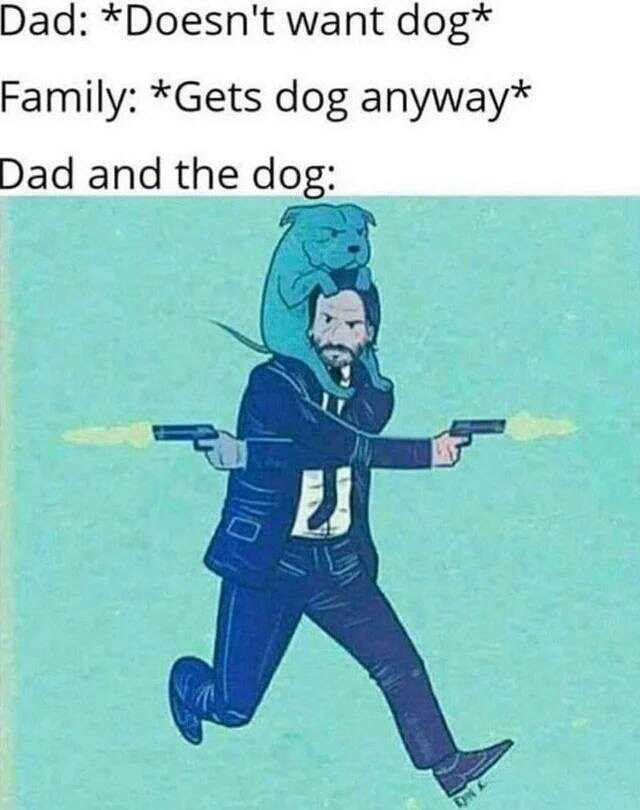 Dad *Doesnt want dog* Family *Gets dog anyway* Dad and the dog