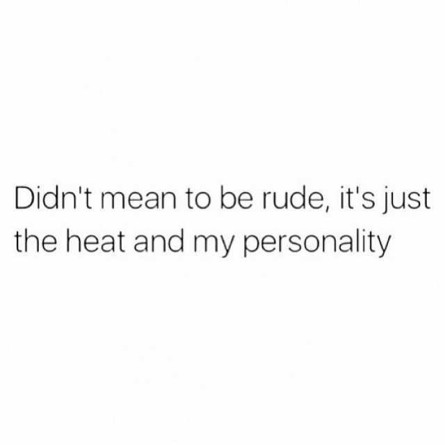 Didnt mean to be rude its just the heat and my personality