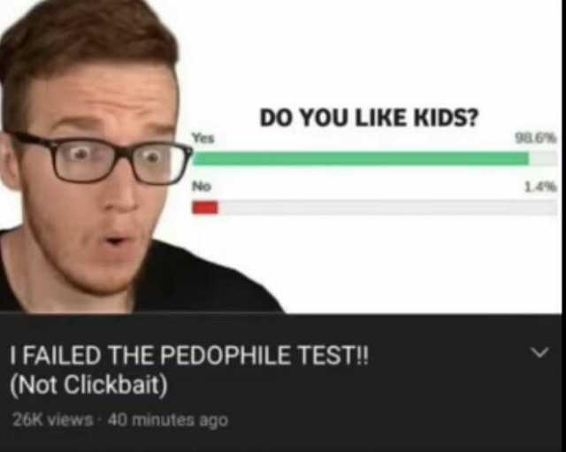 DO YOU LIKE KIDS 98.6% L4% IFAILED THE PEDOPHILE TEST!! (Not Clickbait) 26K views 40 minutes ago