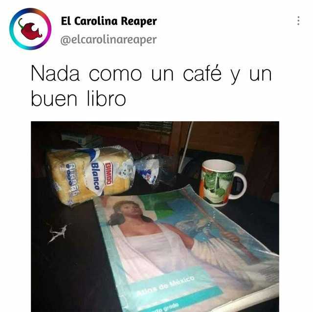 El Carolina Reaper @elcarolinareaper Nada como un café y un buen libro lns de Mexico grado