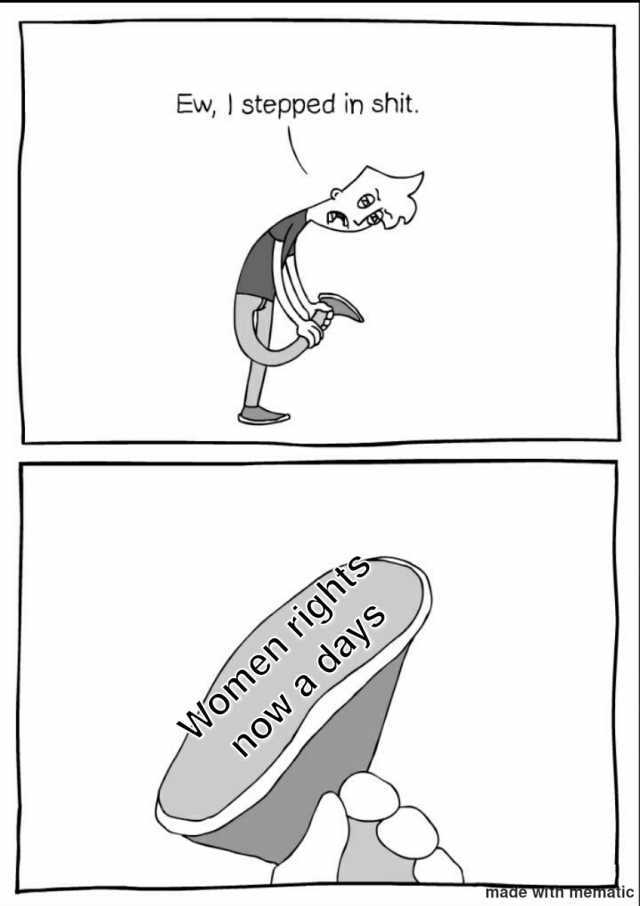 Ew I stepped in shit. Women rights now a days made wu mematic