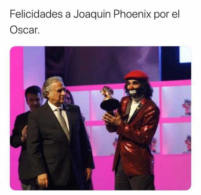Felicidades a Joaquin Phoenix por el Oscar. 