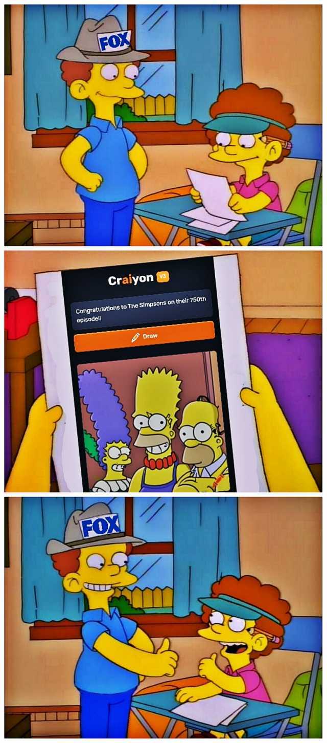 FOX Craiyon Congratulatlons to The SImpsons on their 750th episodel! FOX Draw