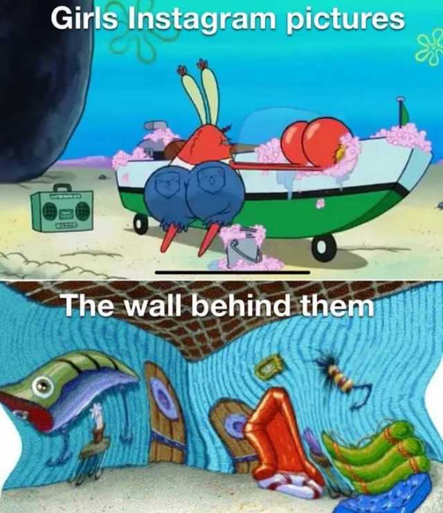 Girls Instagram pictures The wall behind them 