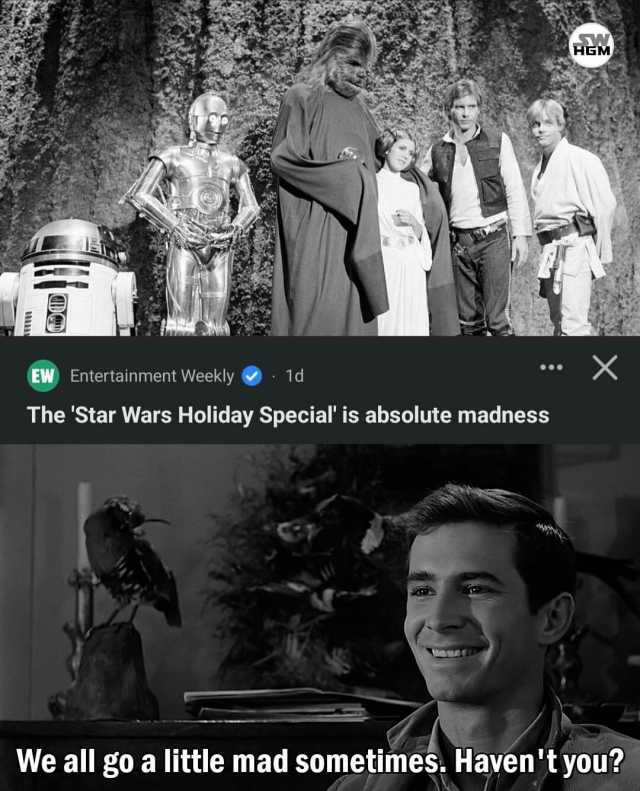 HGM EW Entertainment Weekly X 1d The Star Wars Holiday Special is absolute madness We all go a little mad sometimes. Havent you