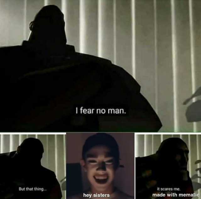 I fear no man. But that thing.. it scares me. hey sisters made with mematic
