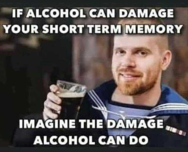 IF ALCOHOL CAN DAMAGE YOUR SHORT TERM MEMORY IMAGINE THE DAMAGE ALCOHOL CAN DO