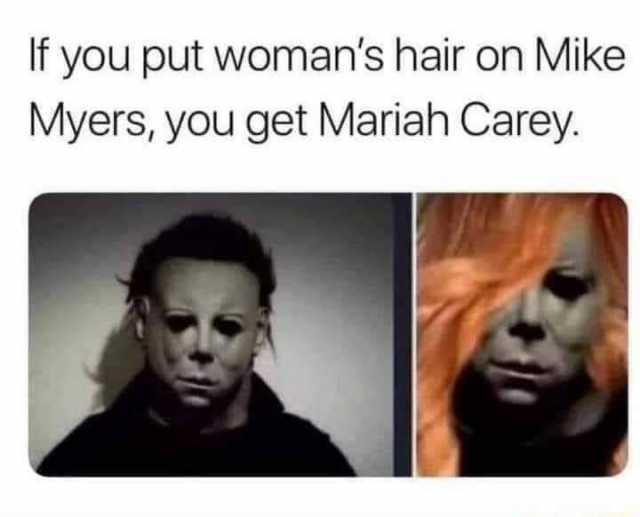 If you put womans hair on Mike Myers you get Mariah Carey. 