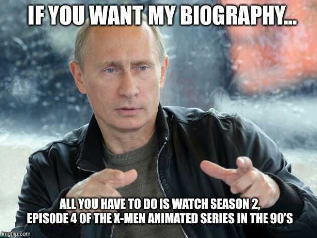 IFYOU WANT MY BIOGRAPHY. ALLYOU HAVE TO DO IS WATCH SEASON 2 EPISODE 4OFTHEY-MEN ANIMATED SERIES IN THE 90S imgfip.com