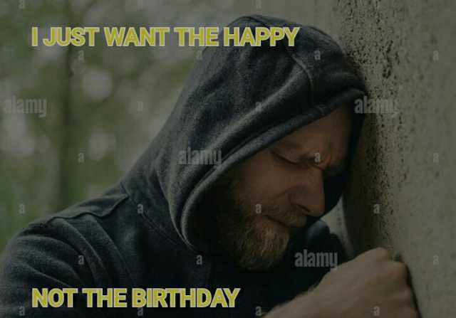 IJUST WANT THE HAPPY aam ala alamy NOT THE BIRTHDAY