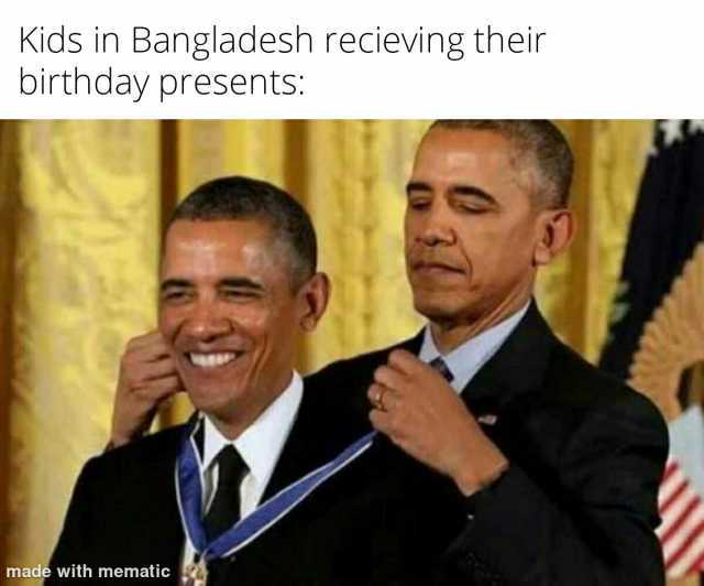 Kids in Bangladesh recieving their birthday presentS made with mematic