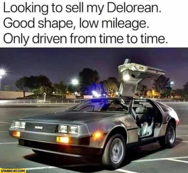 Looking to sell my Delorean. Good shape low mileage. Only driven from time to time. STARECAT.cOM