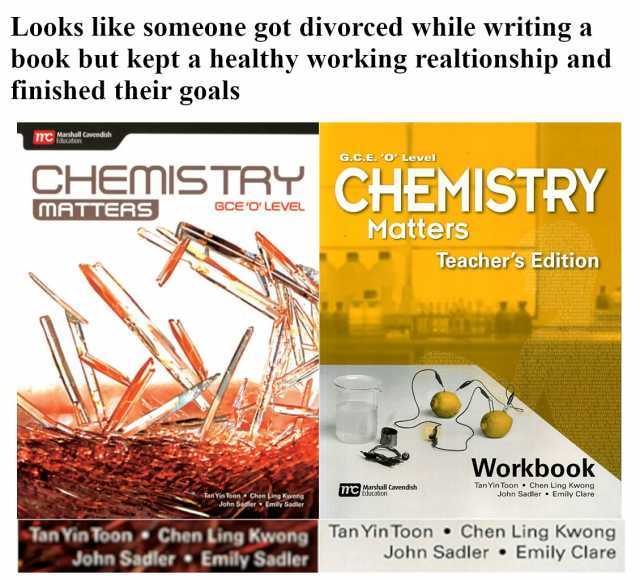 Looks like someone got divorced while writing a book but kept a healthy working realtionship and finished their goals mc Marshall Cavendish Education CHEMISTRY CHEMISTRY MATTERS Tan Yin Toon Chen Ling Kwong John Sadler Emily Sadle