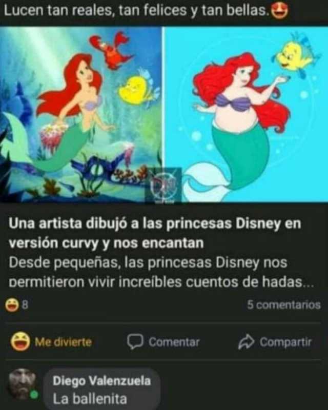 Lucen tan reales tan felices y tan bellas. Una artista dibujó a las princesas Disney en versión curvy y nos encantan Desde pequeñas las princesas Disney nos Dermitieron vivir increibles cuentos de hadas... 8 5 comentarios Me di