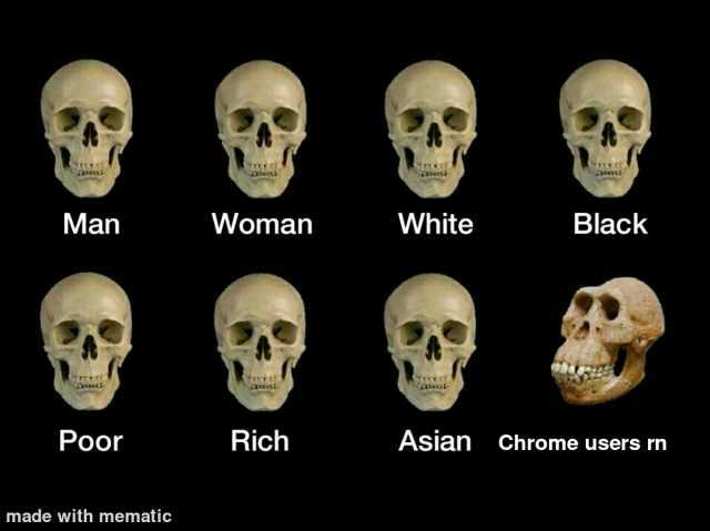Man Woman White Black Poor Rich Asian Chrome users n made with mematic