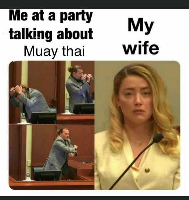 Me at a party talking about Muay thai My wife