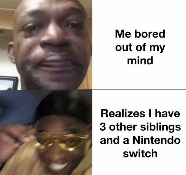 Me bored out of my mind Realizes I have 3 other siblings and a Nintendo Switchn