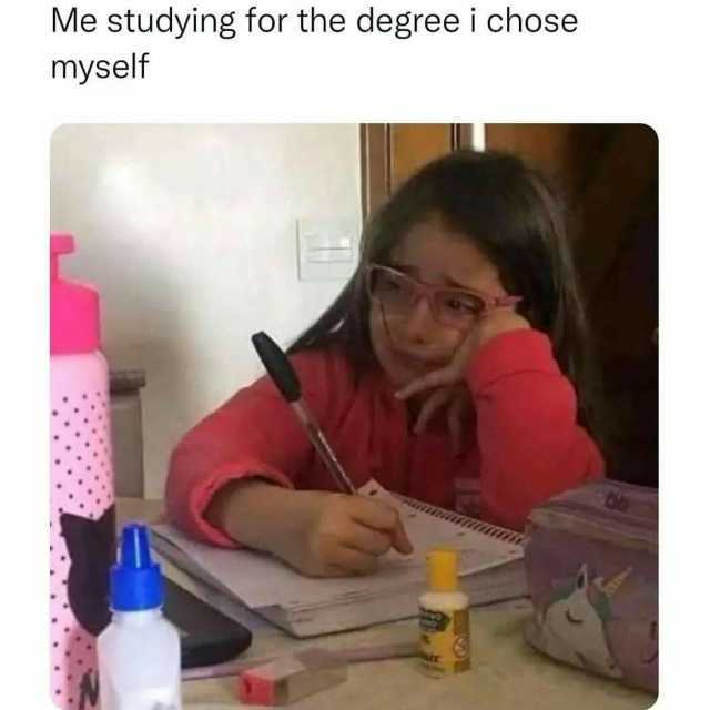 Me studying for the degree i chose myself
