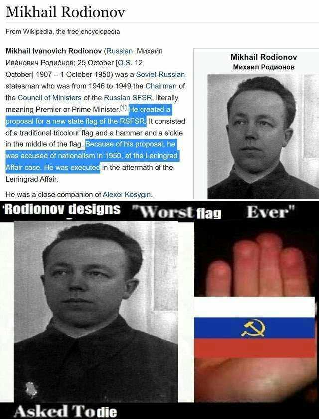 Mikhail Rodionov From Wikipedia the free encyclopedia Mikhail lvanovich Rodionov (Russian Mnxain Mikhail Rodionov Mwxann PoAMOHOB MeáHOBMY PoAMÓHOB; 25 October [O.S. 12 October] 1907-1 October 1950) was a Soviet-Russian statesma