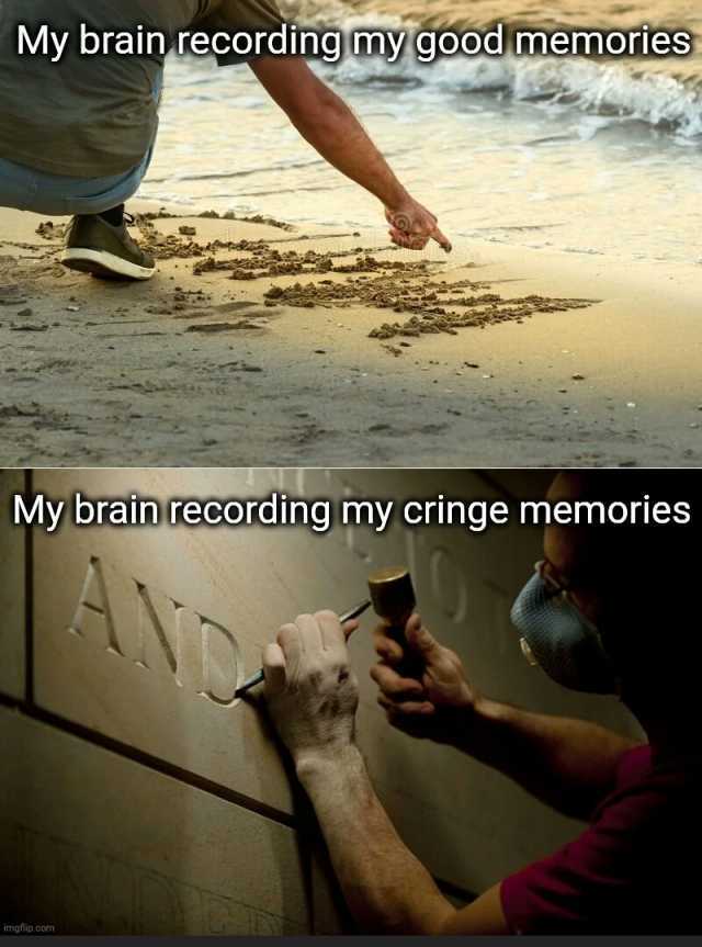 My brain recording mygood memories My brain recording my cringe memories imgflip.com