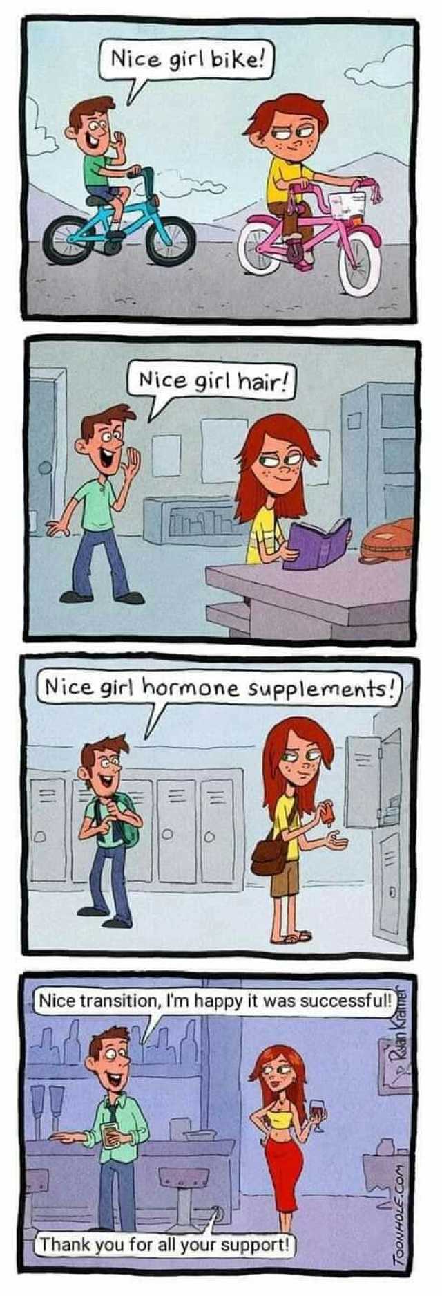 Nice girl bike! Nice girl hair! Nice girl hormone supplements Nice transition Im happy it was successful! Thank you for all your support!