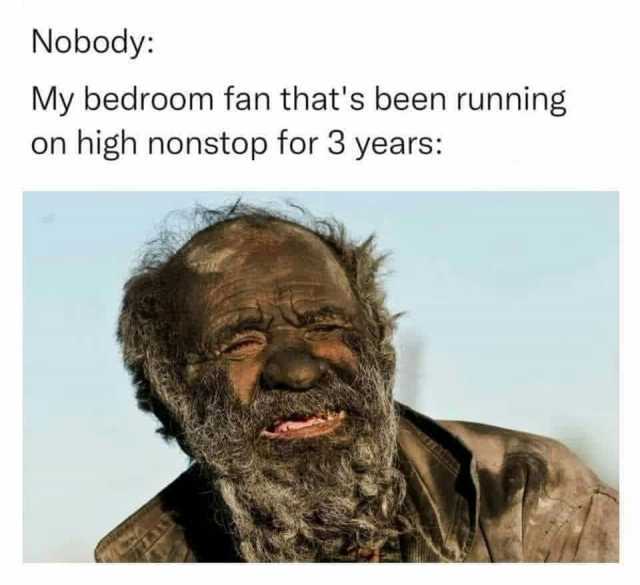 Nobody My bedroom fan thats been running on high nonstop for 3 years