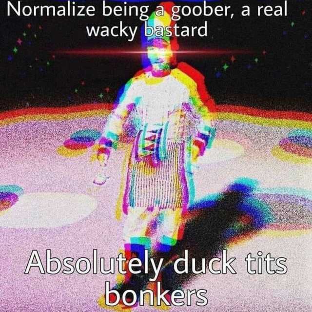 Normalize being agoober a real wacky bastard Absolutely dudk tits bonkers