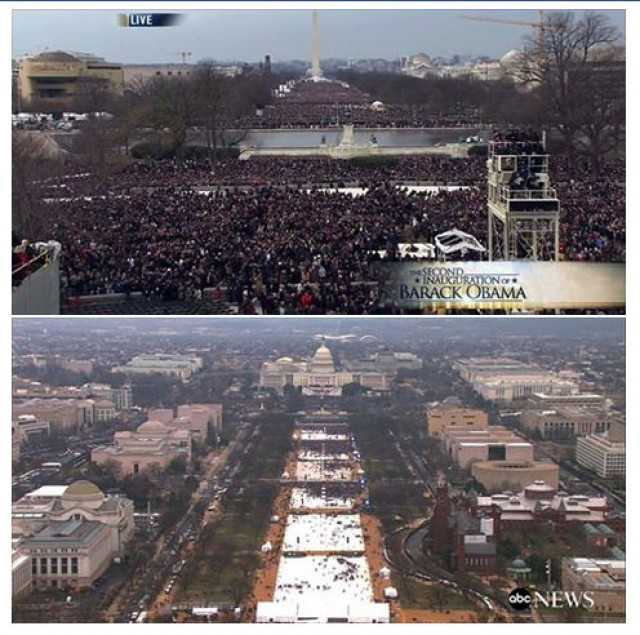 Obama's second inauguration vs Trump inauguration