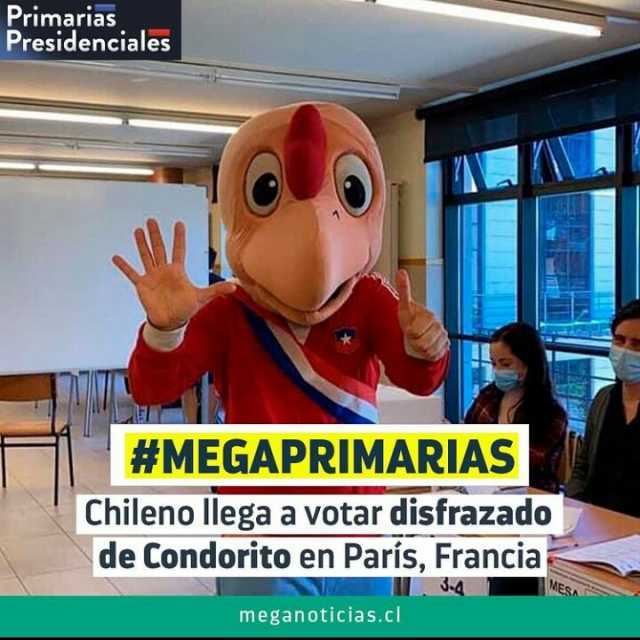 Primarias5 Presidenciales #MEGAPRIMARIAS Chileno llega a votar disfrazado de Condorito en Paris FranciaS 4 MESA meganoticias.cl
