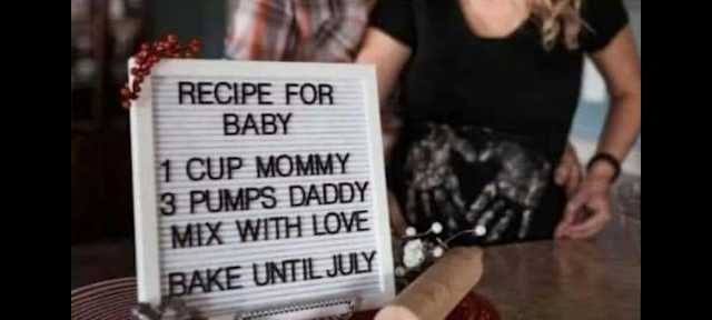 RECIPE FOR BABY 1 CUP MOMMY 3 PUMPS DADDY EMIX WHTH LOVE BAKE UNTL JUY