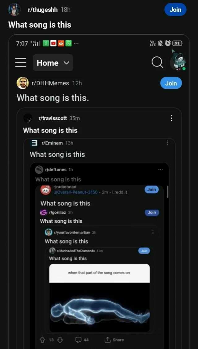 r/thugeshh 18h What song is this 707 l =Home r/DHHMemes 12h What song is this. r/travisscott 35m What song is this r/Eminem 13h What song is this rldeftones 1h What song is this riradiohead /Overall-Peanut-3150 - 2m i.redd.it What